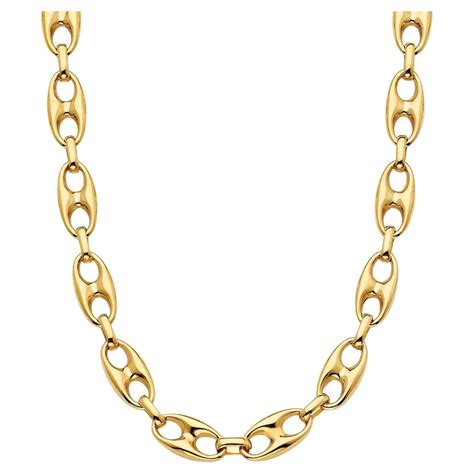 Curata Italian 14k Yellow Gold Chunky Curb Link Statement Necklace For ...
