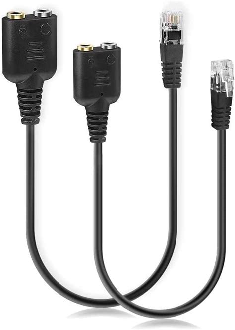 fdealz® [ 2 Piece ] Headset Adapter RJ9 Male to 3.5mm Female Headset ...