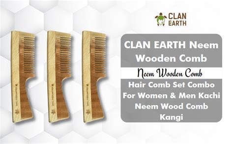 Buy CLAN EARTH Neem Wooden Comb | Hair Comb Set Combo For Women & Men ...