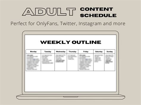 Adult Content Schedule Layout. Perfect for Onlyfans, Instagram, Twitter, and More. - Etsy