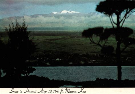 Continental Size Postcard Snow in Hawaii Atop 13,796 Foot Mauna KEA ...