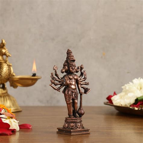Pure Copper Standing Panchmukhi Hanuman Ji Idol - 4.5 in Height ...