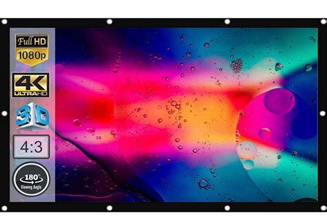 Inlight Eyelets Projector Screen (4:3 Format) - Supports 1080P-UHD-3D ...