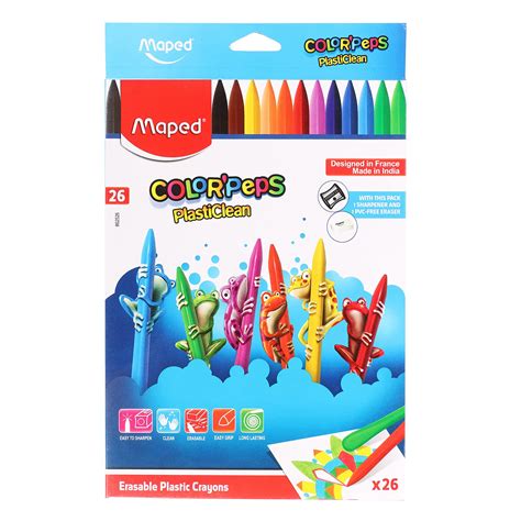 Maped Color'Peps PlastiClean Erasable Plastic Crayons Set - Pack of 26 ...