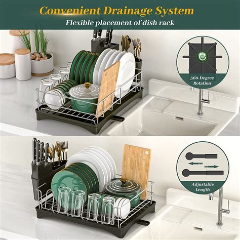 Buy Dish Drying Rack with Drainboard, YASONIC Dish Drainer with 360 ...
