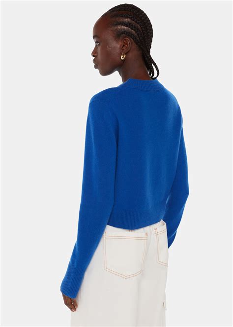 Cobalt Blue Wool Cropped Sweater | WHISTLES | Whistles UK