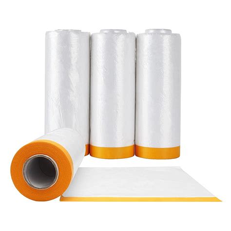 4 Rolls Plastic Sheeting 4.9X65.5Ft for Automotive Painting Covering ...