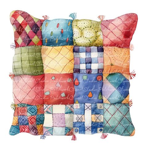 10 Pillows Clipart Bundle, PNG & JPG, Printable Patchwork Pillow ...