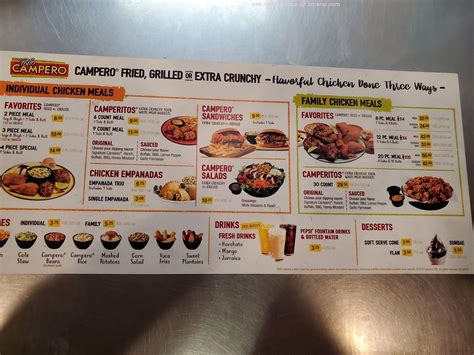 Carta del restaurante Pollo Campero, San Francisco