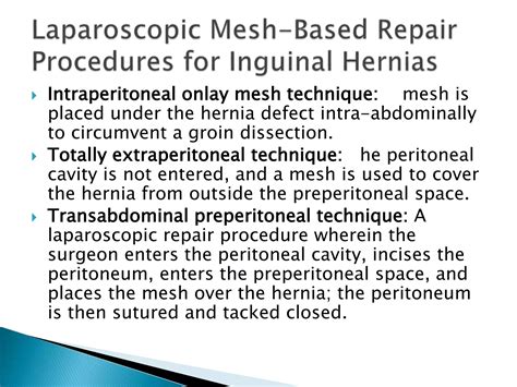 Laparoscopic repair of inguinal hernia | PPTX