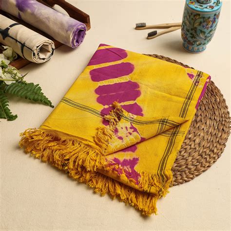 Buy Jhiri Handloom Shibori Tie-Dye Pure Cotton Towel Online at iTokri ...