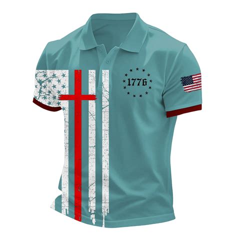 Mlqidk Mens American Flag Polo Shirt Casual American Flag Golf Shirt ...