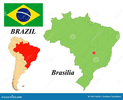 Flag map capital of Brazil stock vector. Illustration of news - 183176429