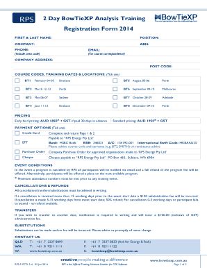 Fillable Online 2 Day BowTieXP Analysis Training Registration Form ...