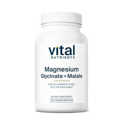 Vital Nutrients Magnesium Glycinate/Malate Supplement - Promotes Calcium Absorption, 100 ...