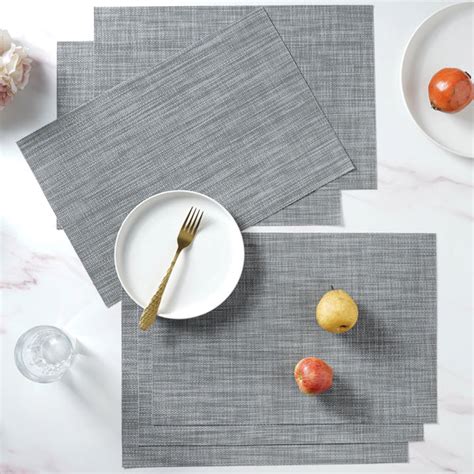 White-grey PVC Table Mat Set of 6 Online - Premium Table Mat | Nestasia