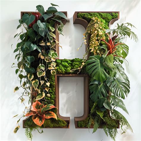 Rustic Aged Wood Letter H with Vines and Flowers Monogram - Playground
