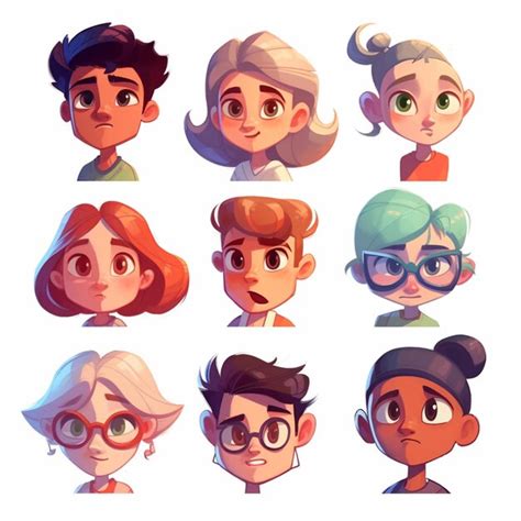 A group of cartoon characters with different expressions generative ai ...
