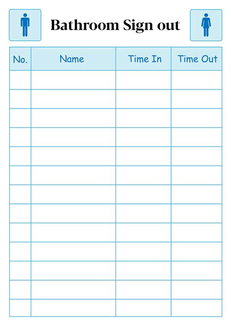 Free Printable Bathroom Log Sheet