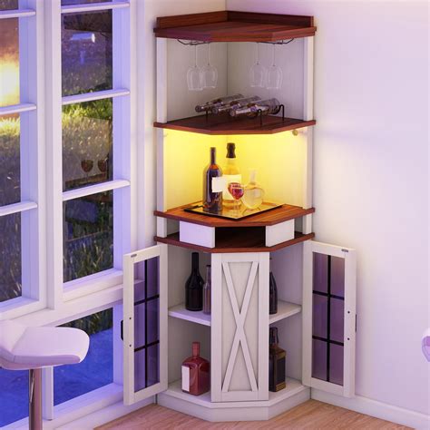Dextrus 72 Corner Bar Cabinet with LED Lights & India | Ubuy