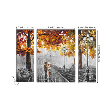 6MM MDF Set of 3 Loving Couple in Rain Satin Matt Texture UV Art ...