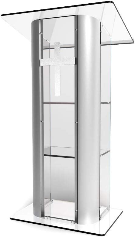 Buy FixtureDisplays® Clear Acrylic Plexiglass Lucite Podium Curved ...