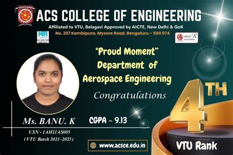 Academic Milestone – VTU Rank Holders from ASE - ACSCE