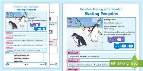 Skating Penguins Scratch Worksheet (teacher made) - Twinkl