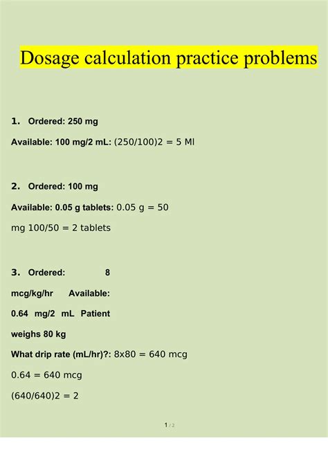 Image result for Dosage Calculation Nurse Practice Problem