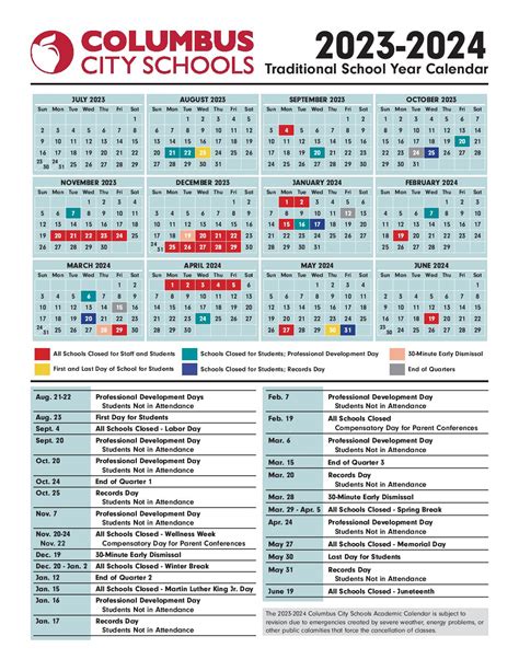 Columbus City Schools Calendar Holidays 2023-2024 PDF