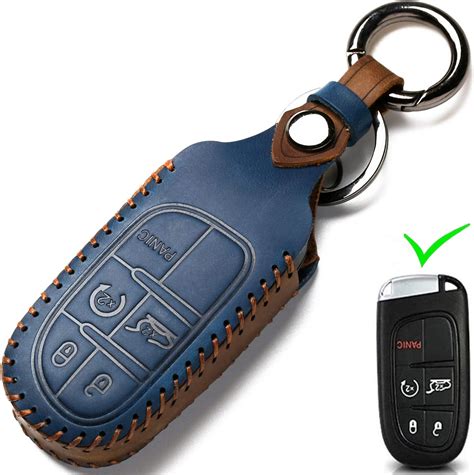 Buy Leather Car Key Fob Cover Compatible with Jeep Keyless Remote ...