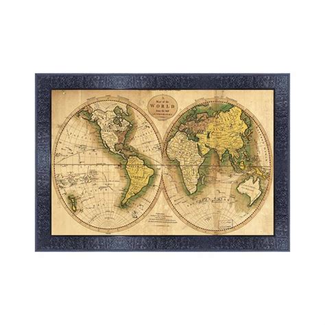 pnf Poster And Frames Vintage World Map Wooden Photo Frame With Acrylic ...