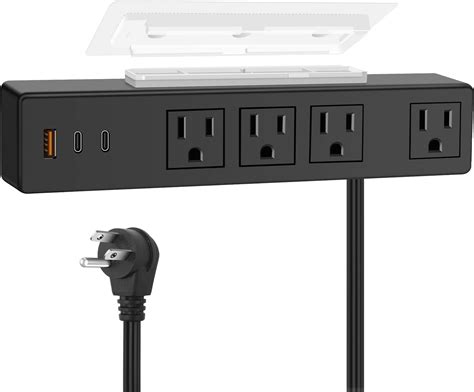 Amazon.com: Under Desk Power Strip, VILONG Adhesive Wall Mount Power Strip with USB, Desktop ...