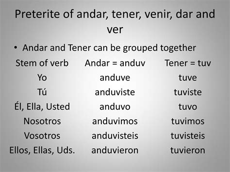 PPT - Chapter 3-1 Irregular Preterite PowerPoint Presentation, free ...