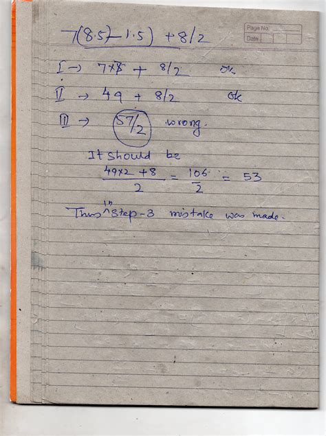 Rahul simplified an expression. His work is shown below. 7 (8.5 minus 1 ...