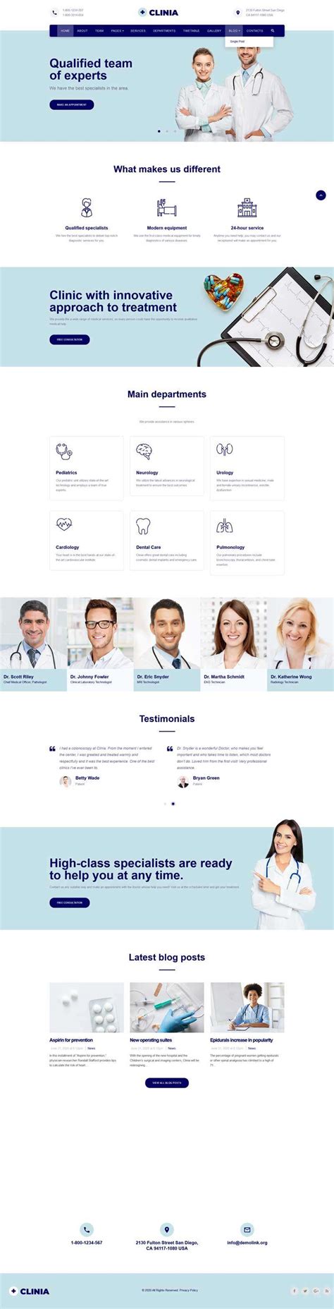 医疗诊所服务网站HTML5模板