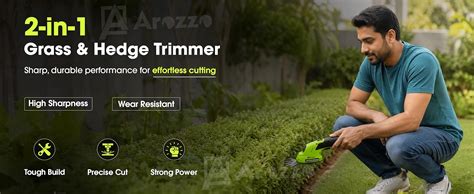 AROZZO CART 2-in-1 Cordless Hedge Trimmer, Handheld Shrub Trimmer, 8.4V ...