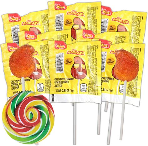 Amazon.com : Chili Powder Covered Mango Lollipops, Spicy Mexican Candy ...