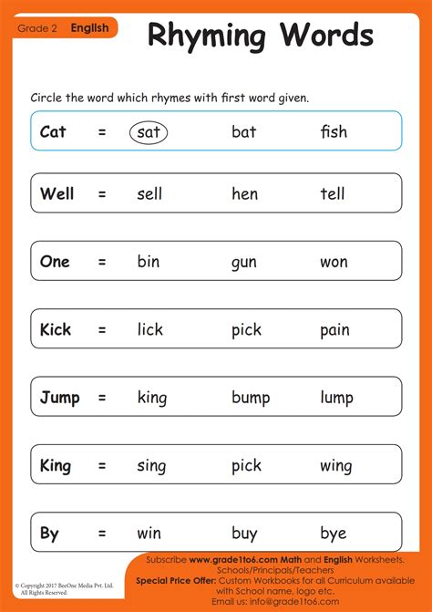 Worksheets Rhyming Words Grade 1 Rhyming Words | K5 Learning