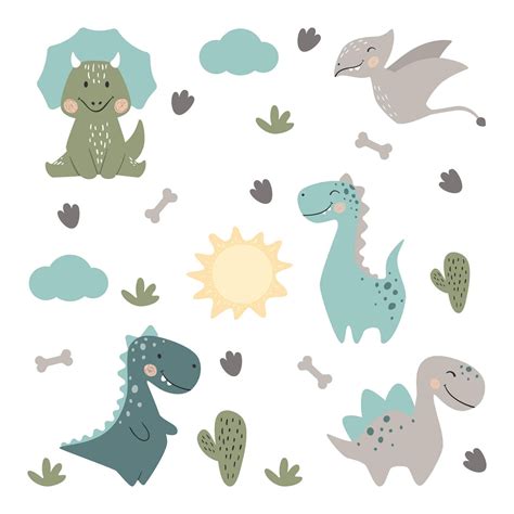 Dinosaurs Wall Decals Jurassic Dinos 24pcs for Kids Bedroom - Rooms and ...
