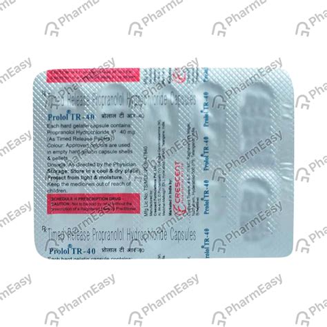 Prolol Tr 40 MG Capsule (10): Uses, Side Effects, Price & Dosage ...