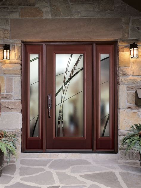 Home entryway Featuring: A full lite, mahogany textured, Belleville ...