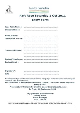 Fillable Online Raft Race Saturday 1 Oct 2011 Entry Form - Hamilton ...