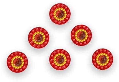 Comet Busters Bindiful Beautiful Red Round Bindi with Stones (8 mm ...