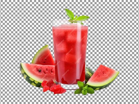 Premium PSD | Fresh watermelon juice glass isolated on transparent ...