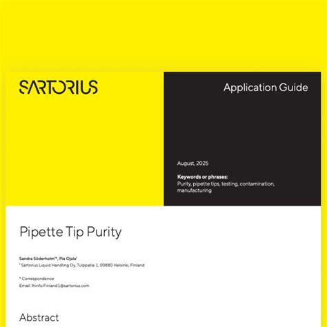 Pipette Tip Purity Guide Application Guide | Sartorius