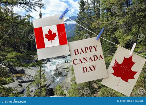 Happy Canada Day. Holiday Greeting Cards with Maple Leaf and Canadian ...