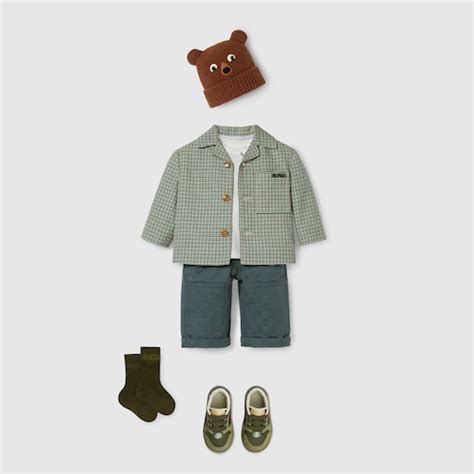 Baby wool hat with embroidery in brown | GUCCI® US