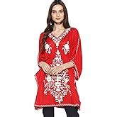 CRAFTBAZAR Women's Boho Embroidered Black Kaftan Top (Free Size ...