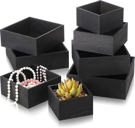 8 Pieces Rustic Wooden Boxes Black Wooden Storage India | Ubuy